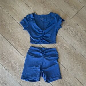 Blue Cropped Top and Shorts Set